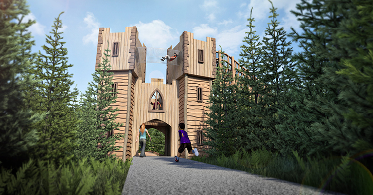 cgi image of entrance to plotters forest at Raby Castle